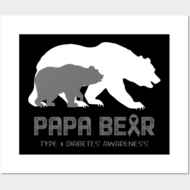 Papa Bear Type 1 Diabetes Awareness Papa Bear Support Type 1 Diabetes Gifts Wall Art by ThePassion99